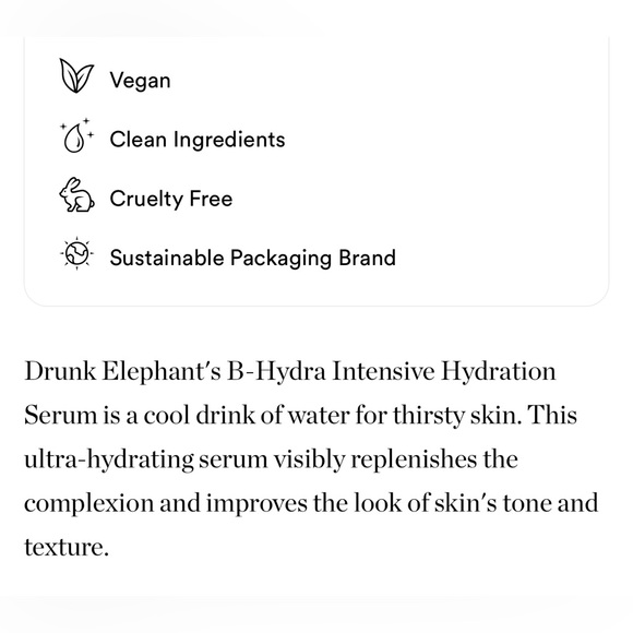 $10❤️‍🔥 LAST 1! Drunk Elephant B-Hydra Intensive Hydration Serum 🐘💧 NEW - Picture 7 of 10